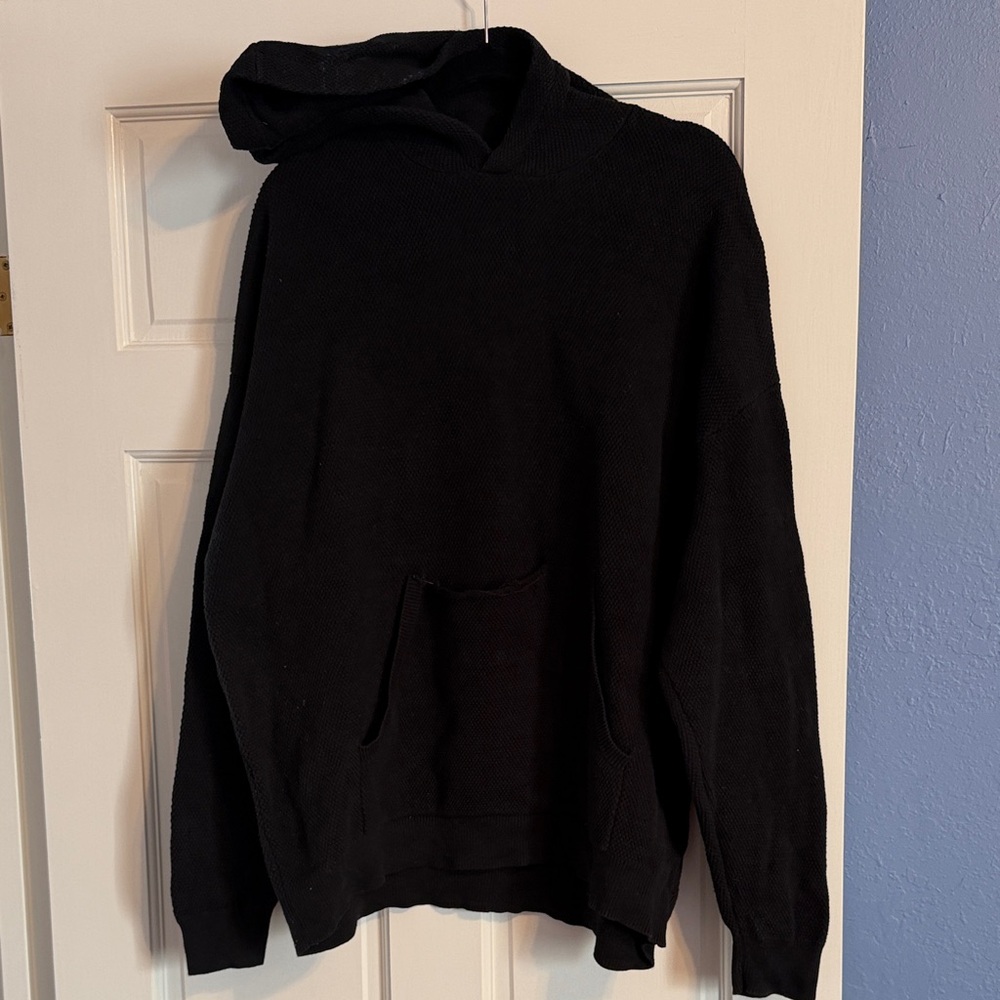 ALO Yoga Black Textured Knit Hoodie